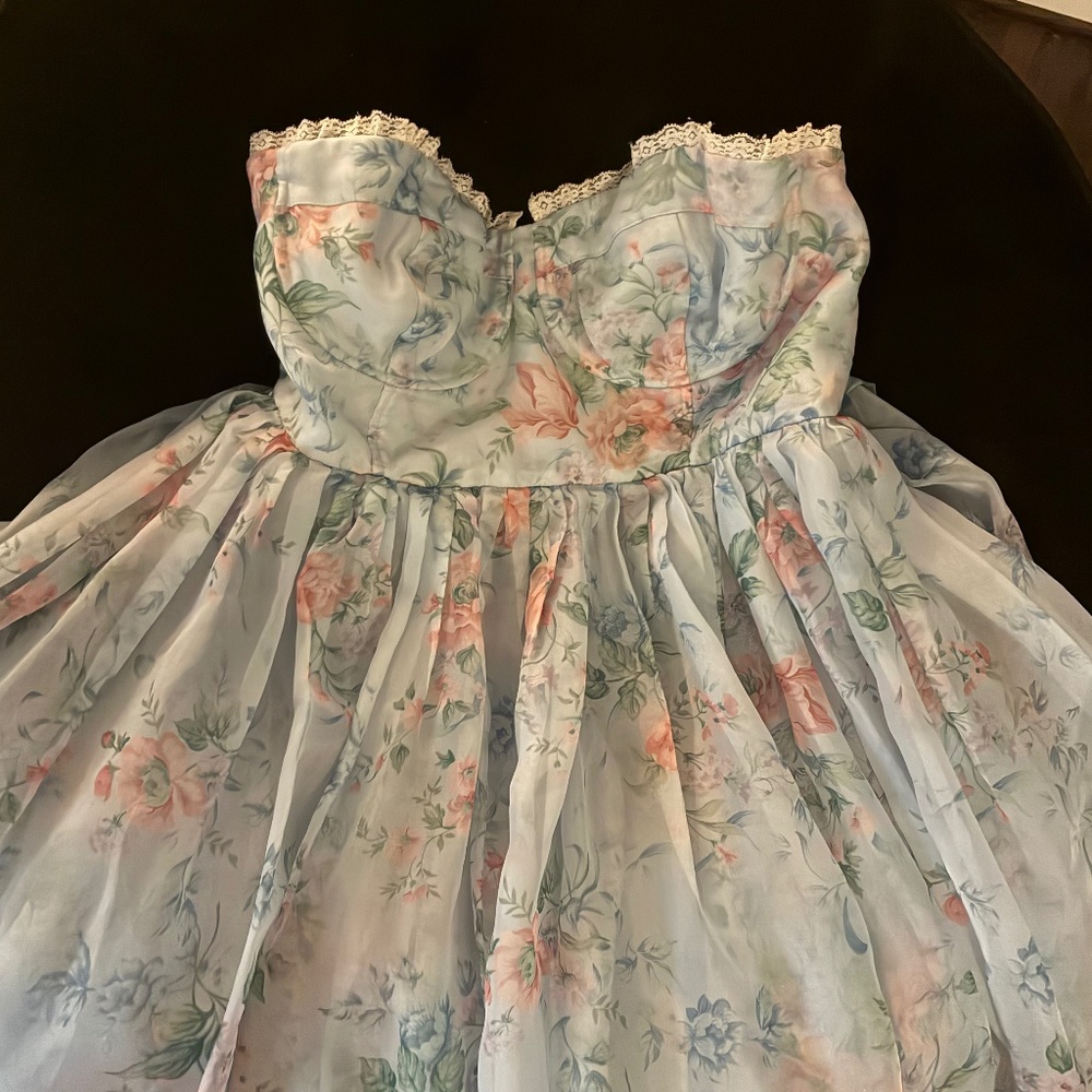 Selkie Strapless Pastel Floral Dress